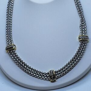 NEW, ELITE JEWELRY STUDIO, TWO-TONE 3 TIER MAGNETIC NECKLACE SM7269